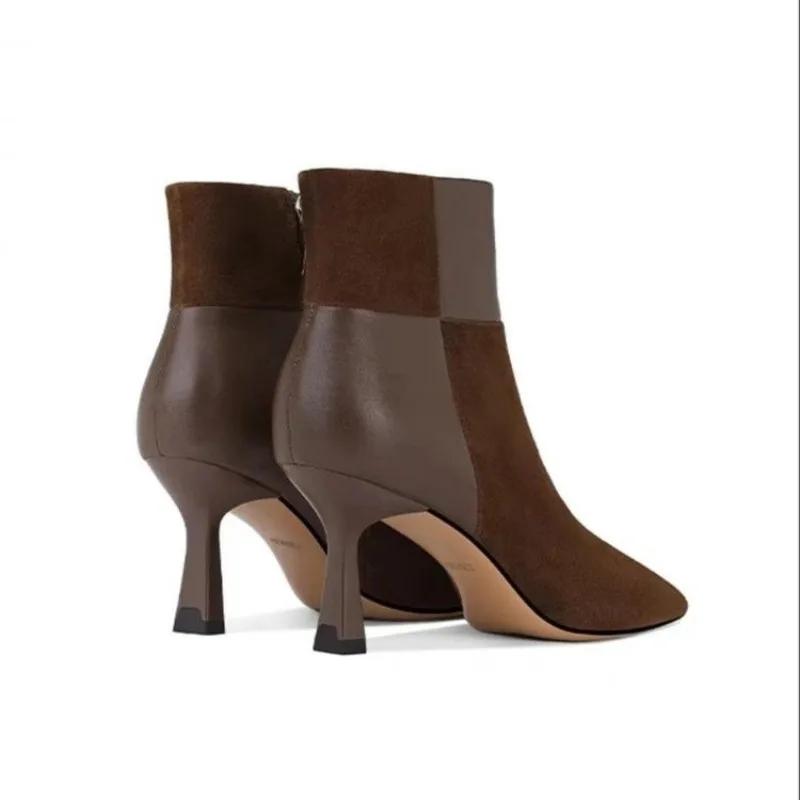 High Quality Ladies Shoes Ankle Women's Boots Classics Modern Boots Women Pointed Toe Side Zip Thin High Heels Women Shoes