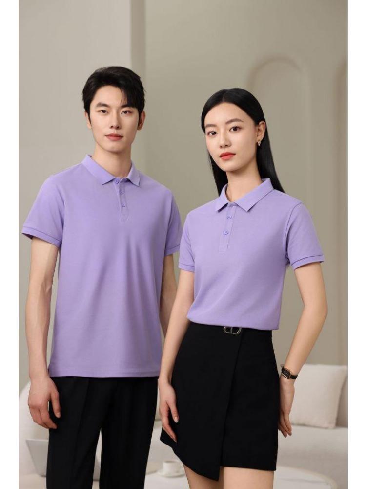 Oddychające Wygodne Bluzki Styl Casual Koszule Jednokolorowe Męskie i Damskie Koszule z Krótkim Rękawem z Klapami Letnia Odzież Robocza T-shirt YG-920J