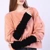 1 Pair Women Arm Warmer Thumbhole Elbow Length Stretchy Knitted Arm Sleeves Keep Warm Solid Color Fingerless Arm Gloves