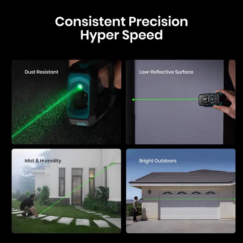 MILESEEY S50 Laser Distance Meter 120M Rechargeable Green Laser Tape Measuring With Bluetooth,Powerburst Technology, Laser Mark