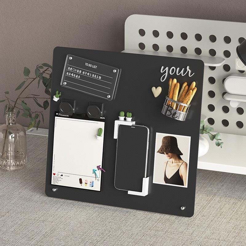 1Pcs Creative Metal Magnetic Board Photo Display Diy Desktop Message Board Rounded Corners Ironwork Sign Note Board For Coffee S