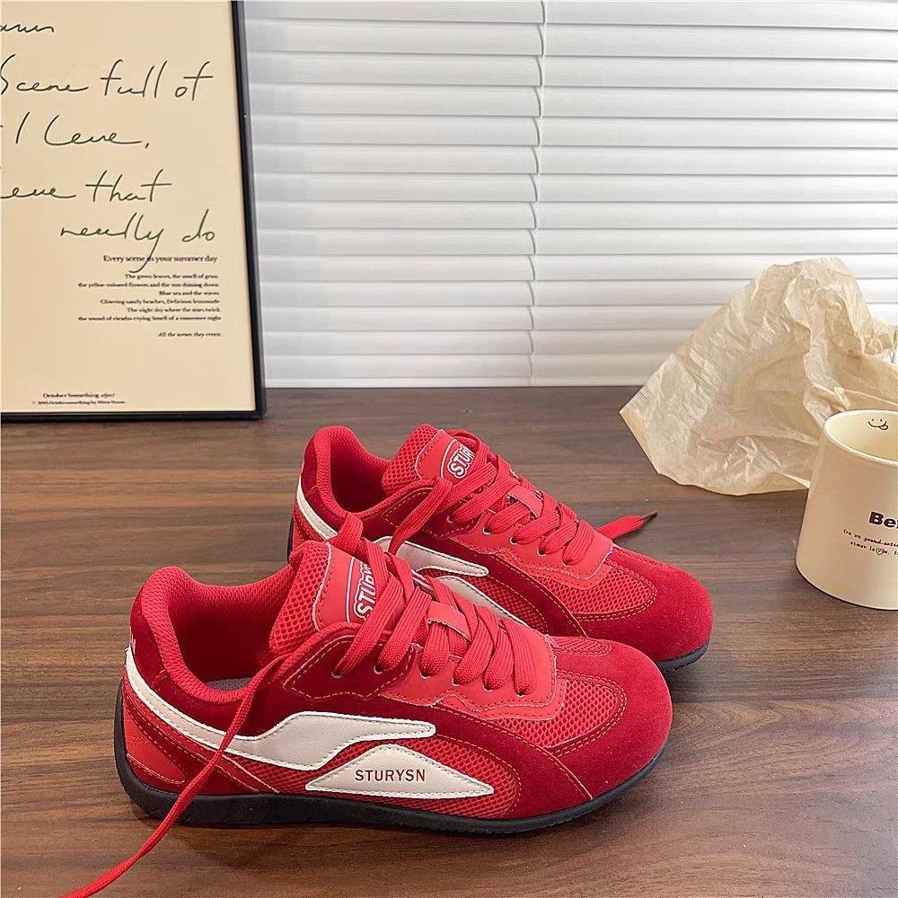 

Пара повседневных кроссовок на мягкой подошве в стиле «Форрест Гамп» женские 2025 лето желто-белые немецкие тренировочные кроссовки ретро спортивные повседневные беговые кроссовки 41 красный