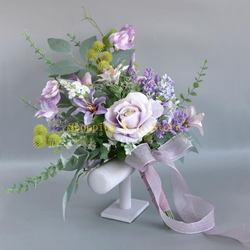KX4B Beautiful Hand Tied Flowers Enchanting Stylish Artificial Flowers Silk Cloth Hand Toss Simulated Flowers Home Decor China Mainland