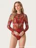 Women's Russian Mesh One-Piece Swimsuit: Quick-Drying, Sun-Protective, Printed Design