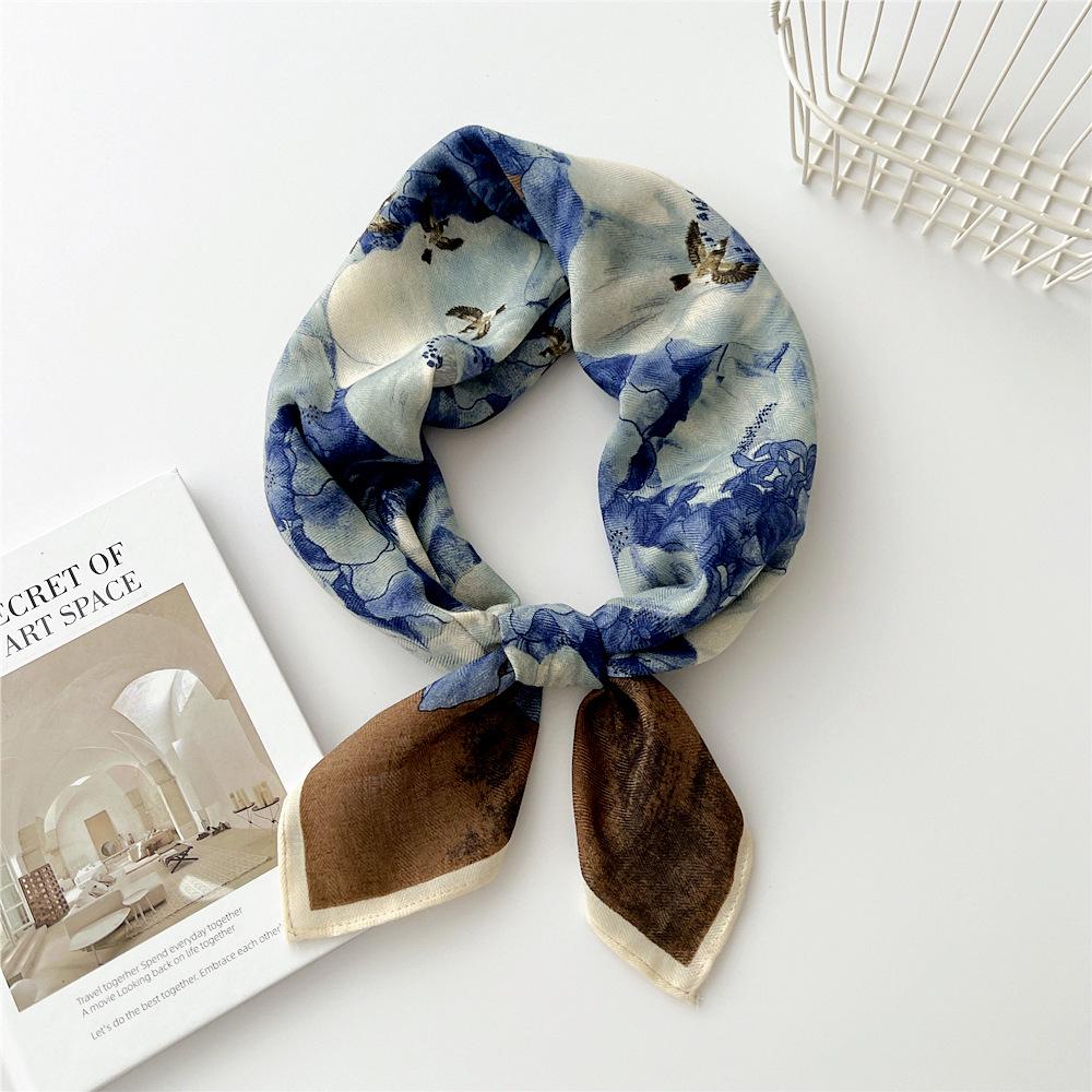Versatile Women's Silk Cotton Linen Scarf: Fashionable Square Neck Accessory for Spring to Autumn