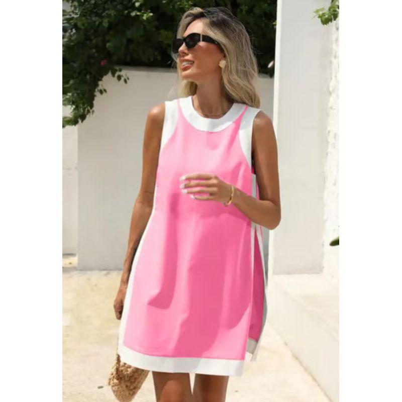 

Summer New Arrival Women s Casual Color-Block Crew Neck Sleeveless Tops Matching Shorts Suit Regular glitter XL