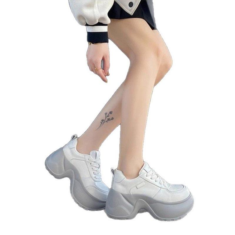 Small Man Thick-soled Heightening Father Shoes Women's Autumn New Lace-up Muffin Shoes Casual Sports Board Shoes