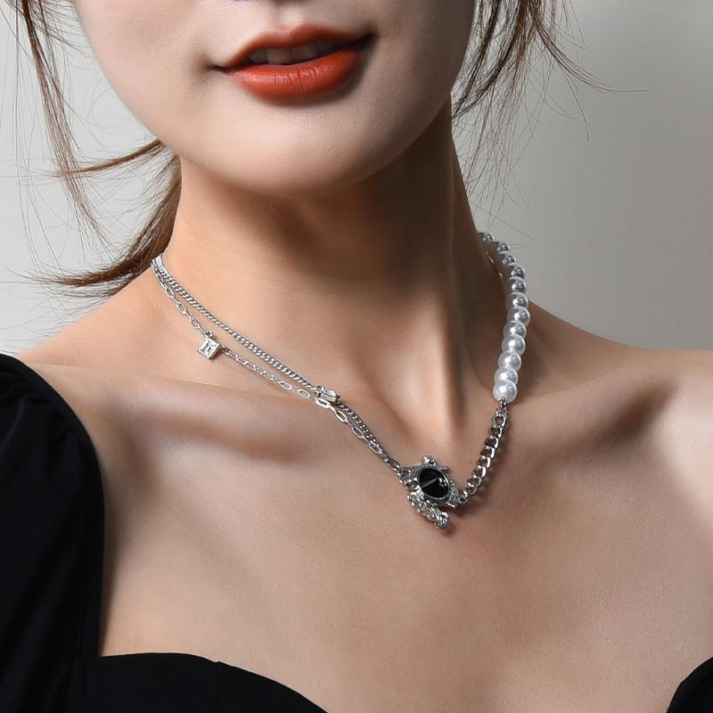 Modern Steel Titanium Letter Pendant Necklace For Women With Trendy Double Layer Design Heart Shape Ideal For Casual And Formal