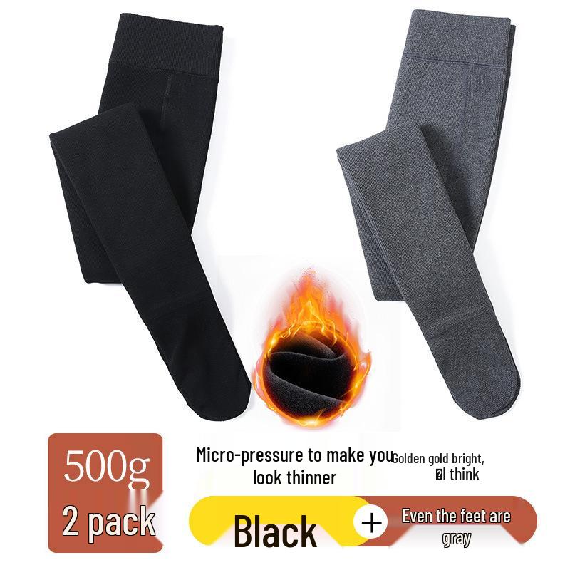 Women's Plus Velvet Thick Base Layer Pants: Leg-Slimming, Non-Slip, Warm Pantyhose for Spring & Fall, with Foot Coverage.