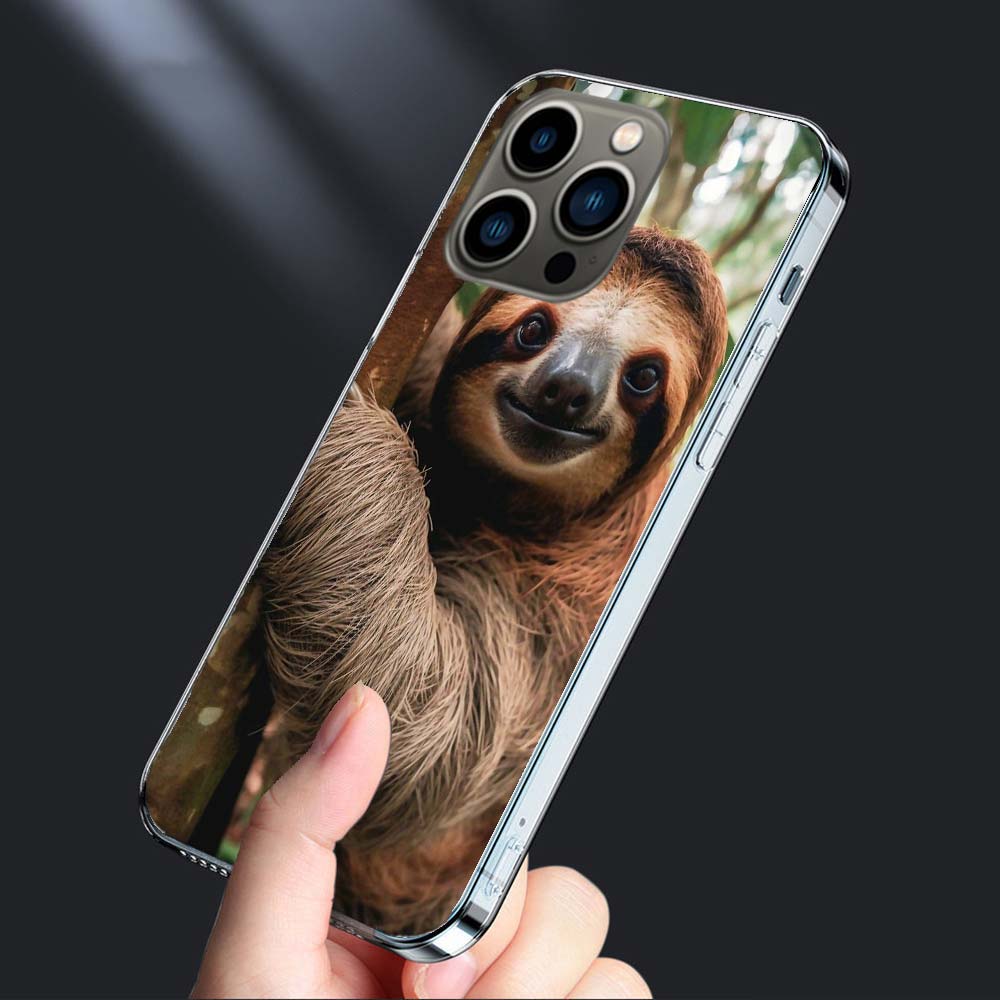 Cute Sloth Phone Case For Iphone 16E 15 Pro 14 Plus 17E 16 17 Pro Max Air 11 12 13 Mini Shockproof Capa Cute Cover TPU Clear
