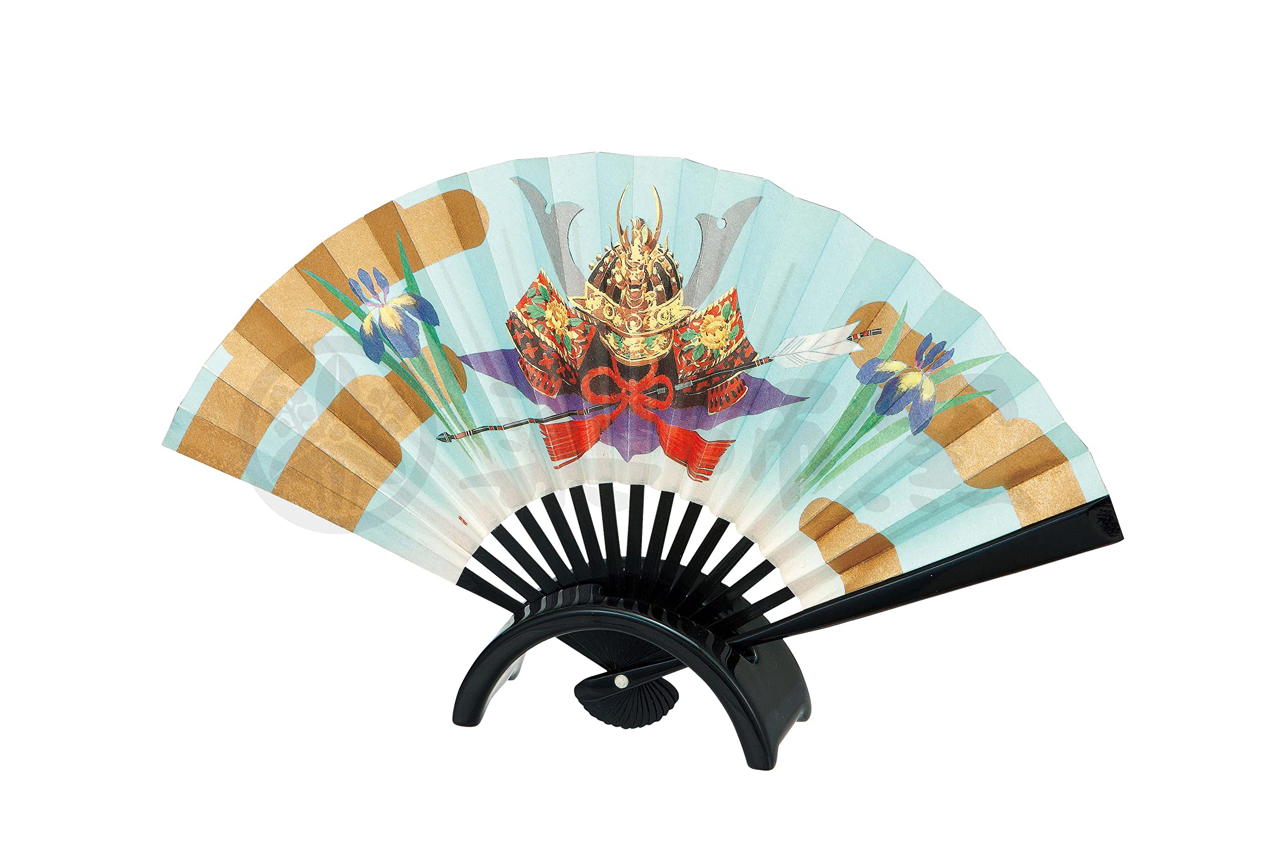 

Yakushi Kiln May Doll, Made in Japan, Boys Day, Mini, Compact, Palm-Sized, Ceramic, Success, Helmet, Decorative Fan (Includes Ceramic Display Stand)