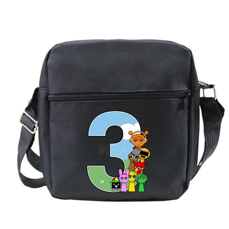 Fashion Children'S Shoulder Bag 26 Letters Personalized Printing Rhythm Box Black Messenger Bag Stationery Bag