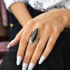 Genuine Black Onyx Ring Black Onyx Statement Ring for Women Black Stone Onyx Ring In Silver Huge Marquise Ring Black Diamond Ring