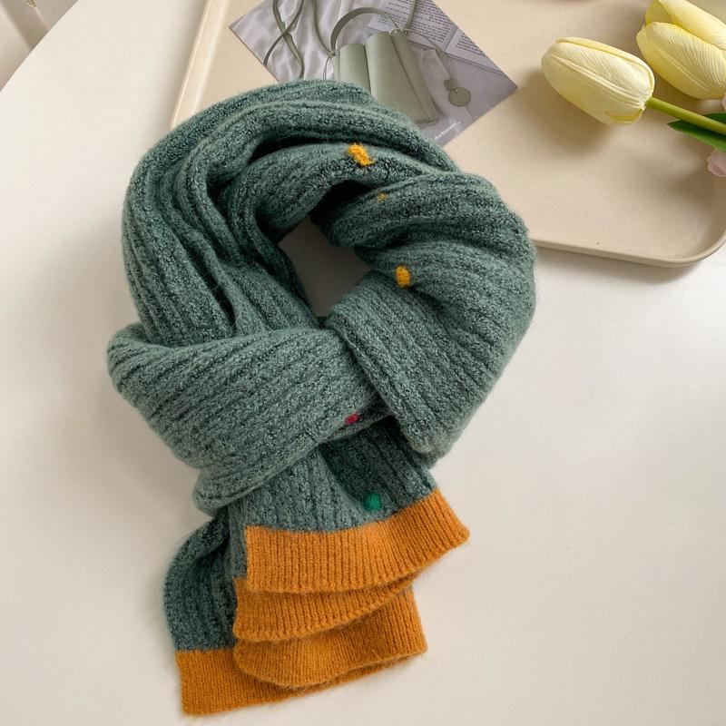 Girls' new winter versatile student gift warm scarf with wool knitted wool scarf