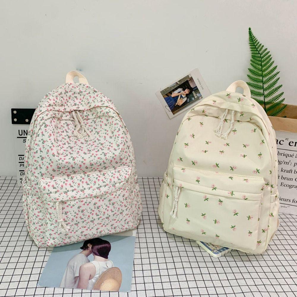 Stickerei Blumig Rucksack Große Kapazität Koreanischer Stil Schüler Schultasche Reisetasche Handtasche Blumige Umhängetasche Schüler