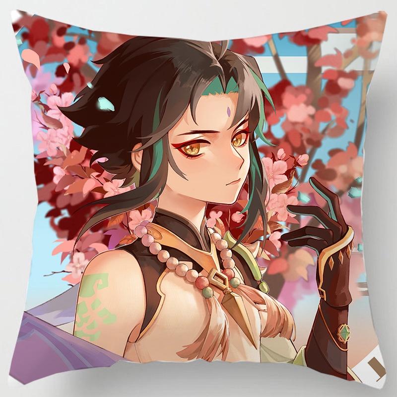 Genshin Impact Cushion Cover Back Support Pillow Case Soft Sofa Decoration 18in