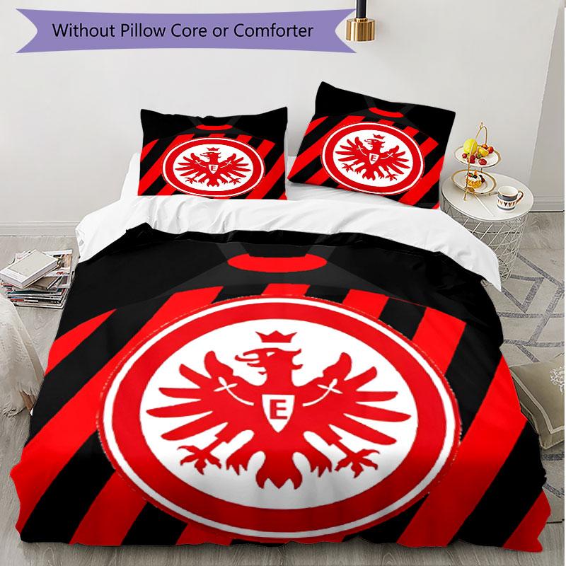 3-teiliges Bettbezug-Set (1 * Bettbezug + 2 * Kissenbezug, ohne Kern), Eintracht Frankfurt Print Weiches Ganzjahres-Bettwäscheset, Heim-Schlafzimmer-Dekoration Geschenk