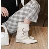 Fashion French Pants Boots Women's Pointed Toe Wedge Heel Mid-Tube Knight Boots Niche High-end Booties
