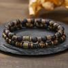 Elastic Volcano Stone & Wood Bracelet Set - Retro Coconut Shell Stackable Jewelry for Men & Women