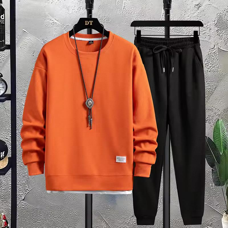 Spring Autumn Men's Suit Casual T-shirt + Shorts Suit Men's Tracksuit Solid Color Tracksuit Loose Suit
