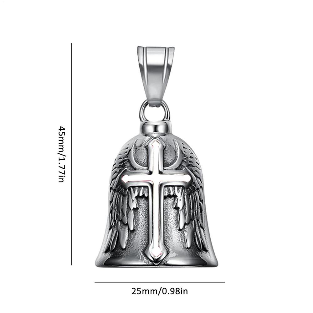 Retro Punk Style Men's Lucky Bell Angel Wing Knight Bell Metal Pendant Motorcycle Riding Protector Bell Accessories Bell