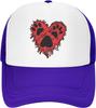 Love Heart Paw Print Trucker Hat Red Graphic Mesh Baseball Cap Adjustable Casual