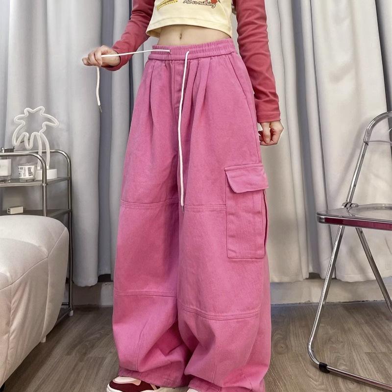 High Street Dopamine Dark Blue Unisex Wide-Leg Overalls - Thickened and Loose Fit for Autumn/Winter Casual Trend