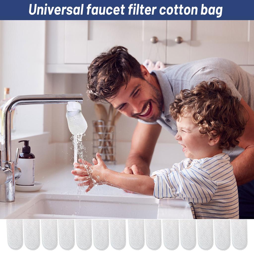 20 Pack Faucet Filter Cotton Bags with 2 Hook and Loop Straps