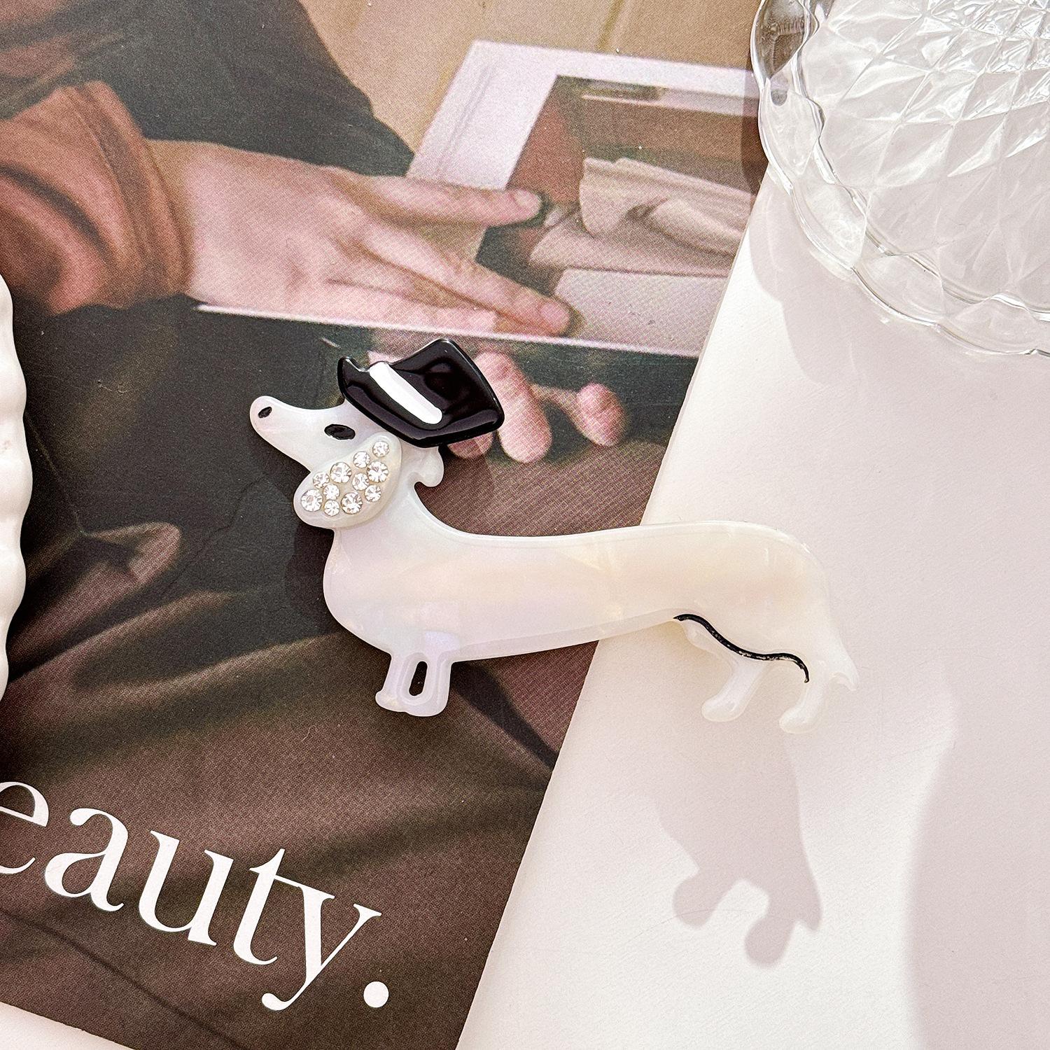 

2023 Winter Unique Collection Dog Designed Hair Claw Clips For Fashionable Women RainbowWhite8cm