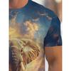 Men's 3D Elephant Print T-shirt Short Sleeved T-shirt Breathable Polyester Round Neck Casual Streetwear Top