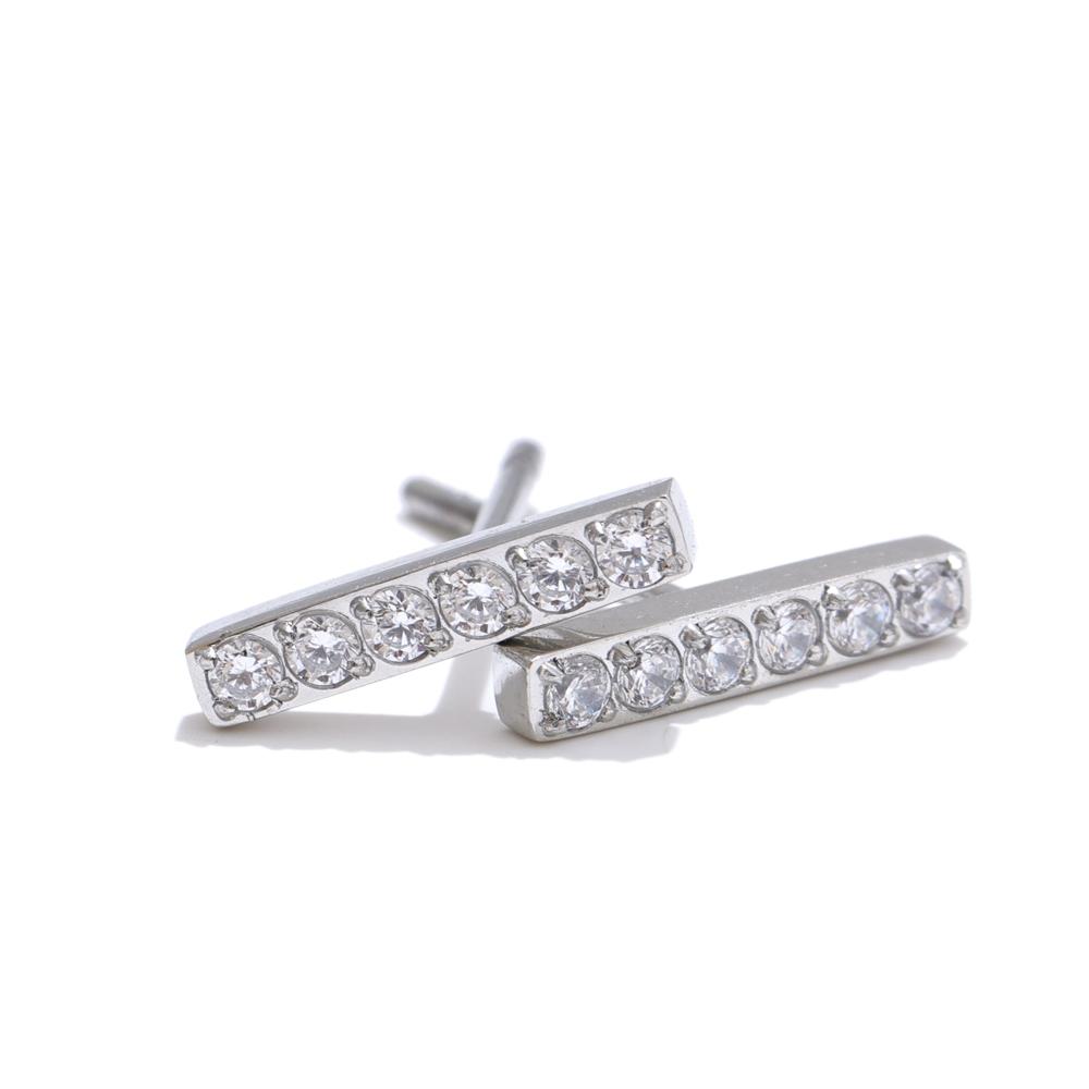 

Yhpup Small Cubic Zirconia Rectangle Stud Earrings Daily Stainless Steel Delicate Jewelry Recommend Waterproof Accessories Gift