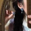 Blue Color Orchid Earrings Sweet Flower Earrings Ethnic Style Girl Ear Jewelry  Gift