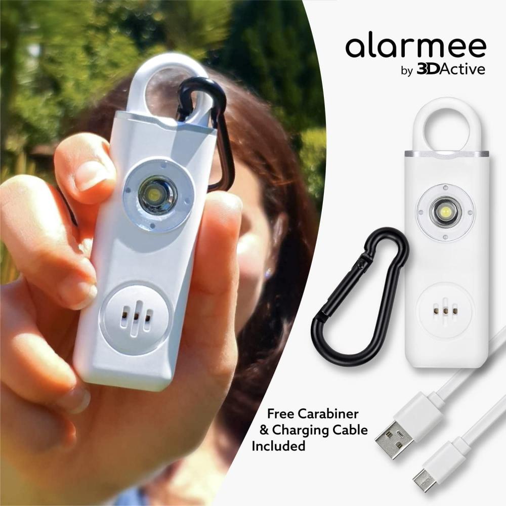 

3DActive Alarmee Аккумуляторная личная сигнализация безопасности для женщин, подростков и пожилых людей, карманный размер 130 дБ Громкая сирена со светодиодным светом