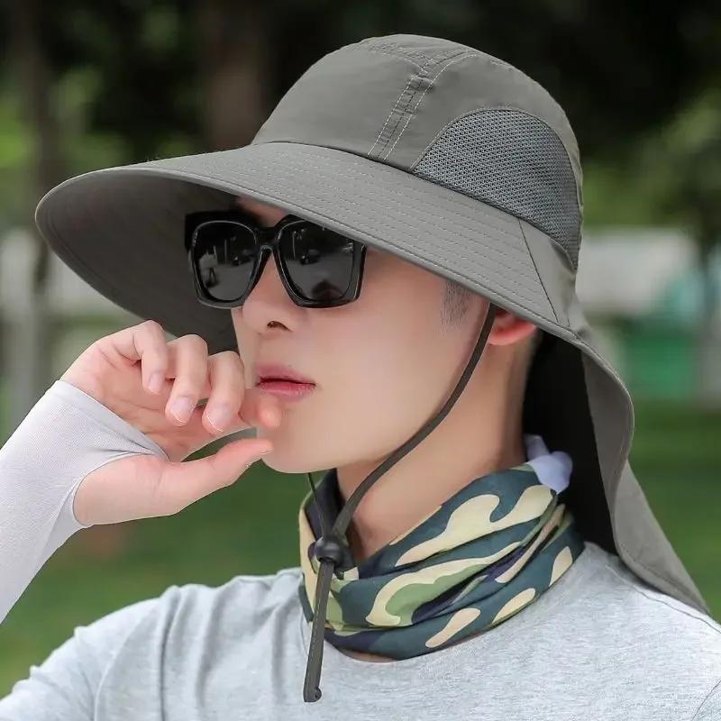 1PC UPF50+ Wide Brim Sun Hat with Neck Flap for Men & Women Outdoor Protection Safari Cap Summer Breathable Hiking Fishing Hats