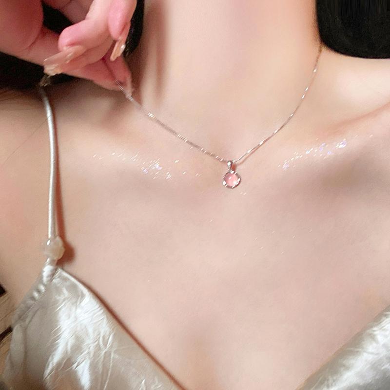 Elegant Simple Round Opal Necklace For Women Girls  Sweet Clavicle Chain Advanced Sense Necklace Jewelry Birthday Gifts