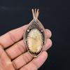 Elegant Fossil Coral Gemstone Pure Copper Wire Wrapped Handmade Pendant Jewelry