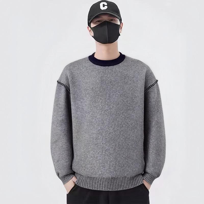 

Winter Color Block Contrast Stitching Unisex Pullover Sweater 2XL (72.5-77.5 kg) сірий колір