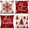 Neuer Weihnachts-Kissenbezug Elch Schneeflocken Festliche Dekoration Zuhause Sofa Wohnzimmer Kissen Kissen