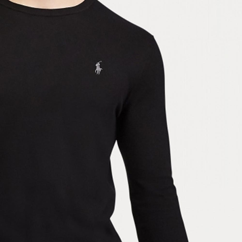 Polo Ralph Lauren Solid Color Pony Embroidered Crew Neck Long Sleeve Sweater Men sweater Black 710684957-008