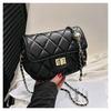 2024 New Women's Bag Casual Texture Solid Color Diamond Chain Small Bag Women's Fashion Shoulder Crossbody Small Square Bag Trendy Black
