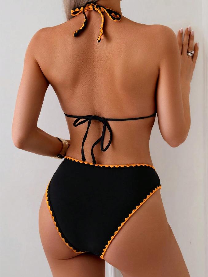 European & American Ins Style Sexy Three-Piece Strappy Print Bikini
