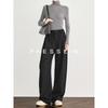 FAESSLIN Women's Wool Blend Wide-Leg Trousers