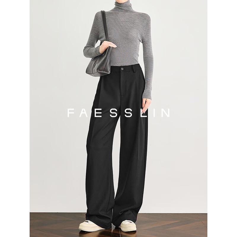 FAESSLIN Women's Wool Blend Wide-Leg Trousers