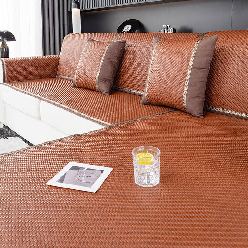 

Коврик из ротанга, летняя подушка для дивана, простая современная однотонная серая подушка для сиденья дивана для лета, нескользящий чехол для дивана из ледяного шелка, чехол 60*60cm