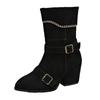Women's new fashion boots autumn and winter new belt buckle flip large size medium tube pointed Martin boots in stock