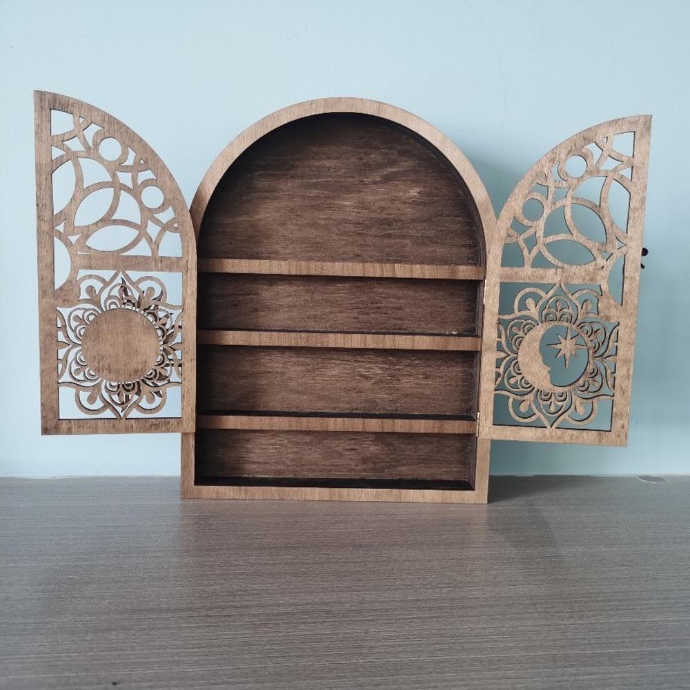 Small Wall Crystal Shelf Sun and Moon Design Wall Crystal Organizer Decoration Crystal Holder