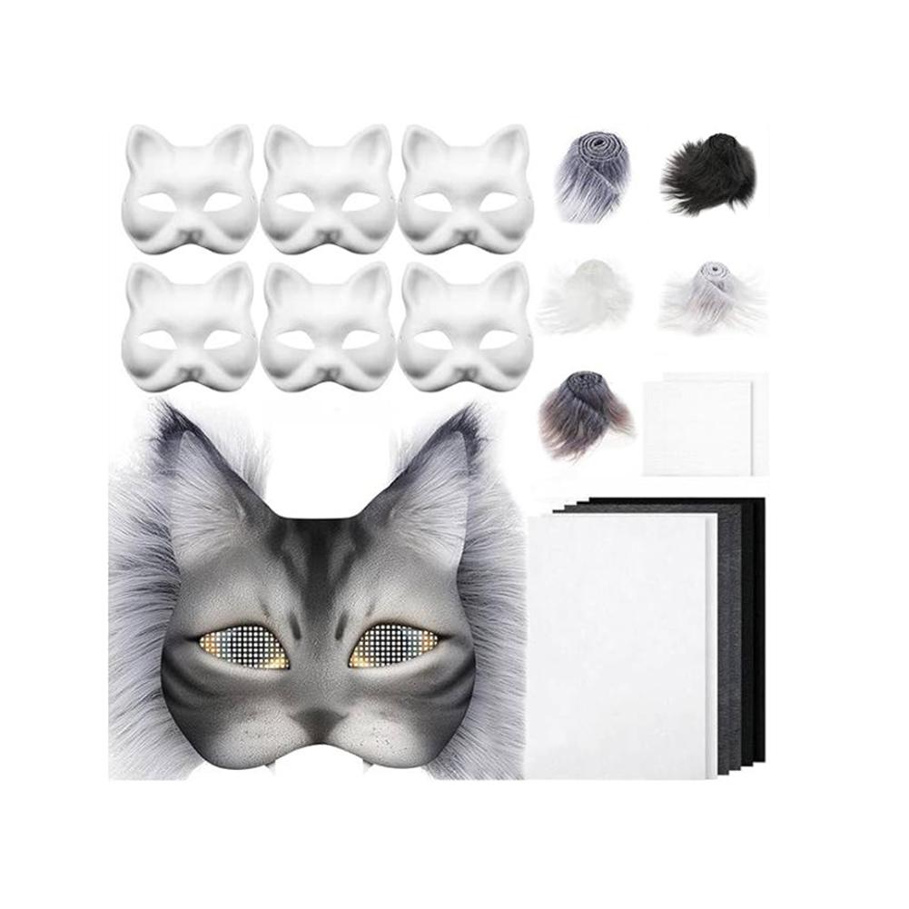 

Diy Paper Therian Masks White Cat Masks Blank Diy Halloween Mask Animal Half Facemasks Masquerade Cosplay Party Christmas Gifts