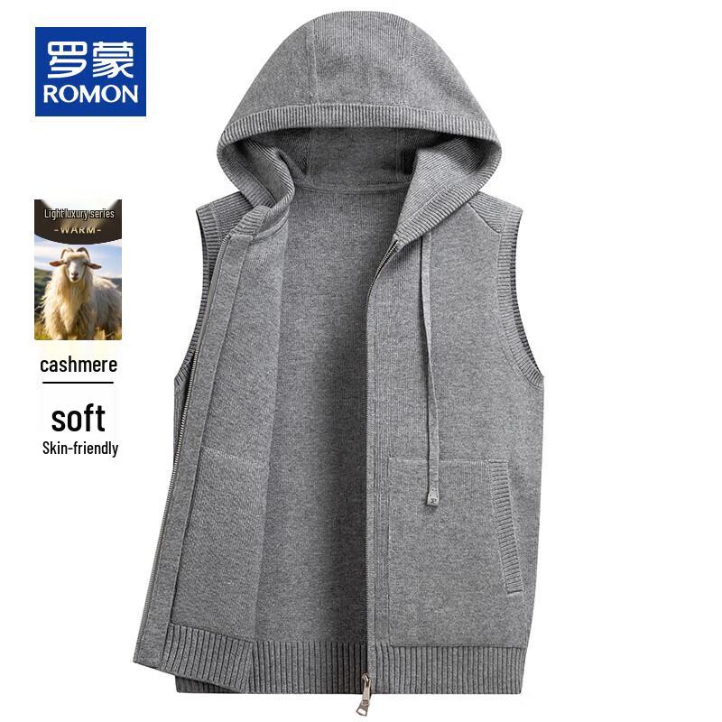 

Romon Men s Cashmere Blend Hooded Knit Vest M