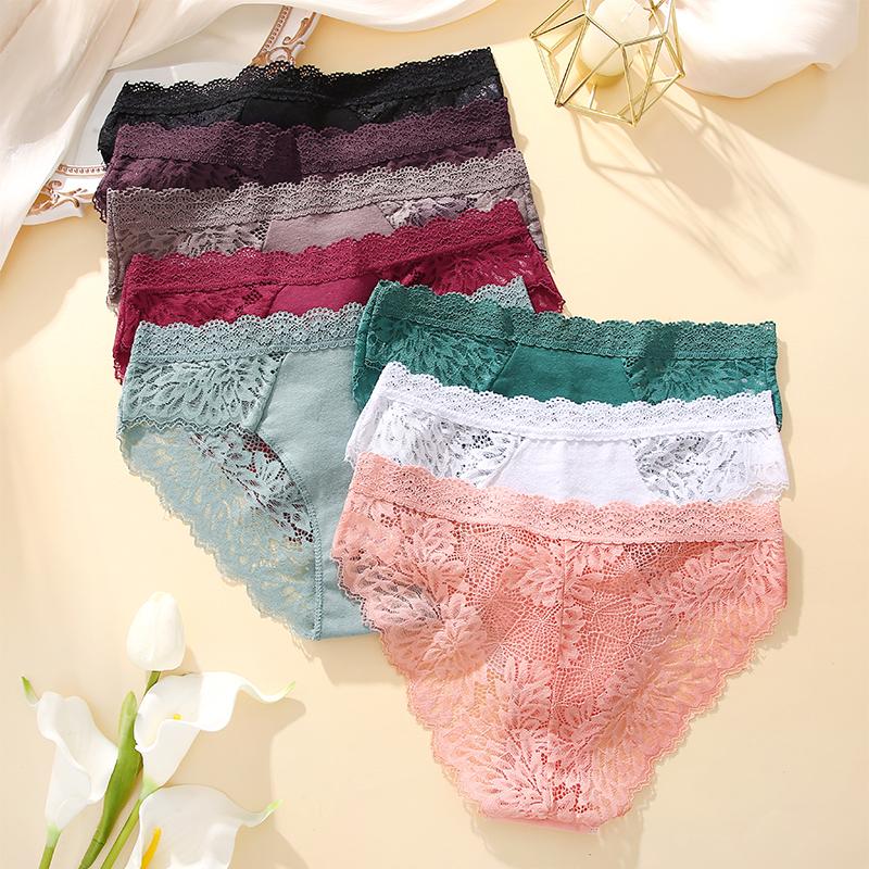 4 Stück/Set Sexy Perspektive Damen Rücken Spitze Höschen Patchwork Unterhosen Ausgehöhlte Dessous Unterwäsche Bequeme Slips