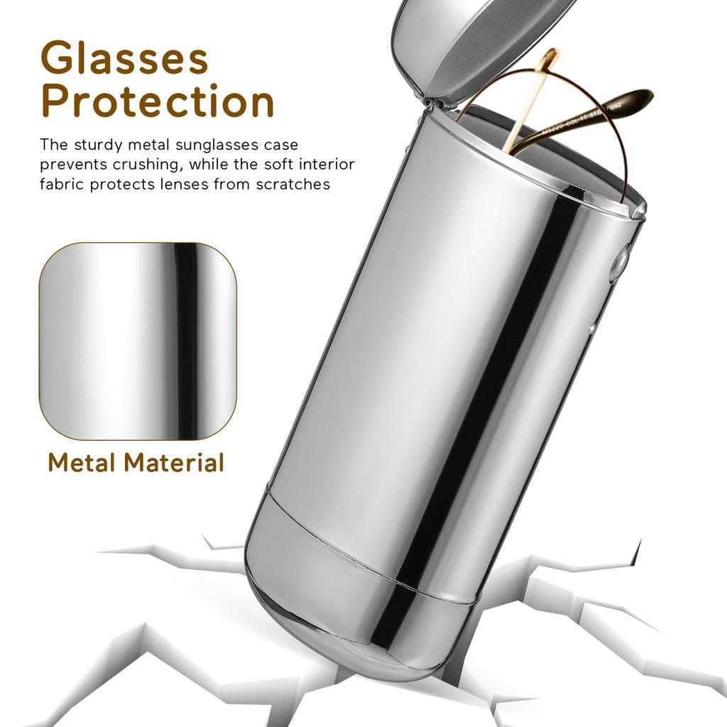 WOFASHPURET Hard Shell Eyeglass Slim Aluminum Portable Sunglasses Protector Case with Metal Eyeglass Holder for for Men and Women Case, Travel,